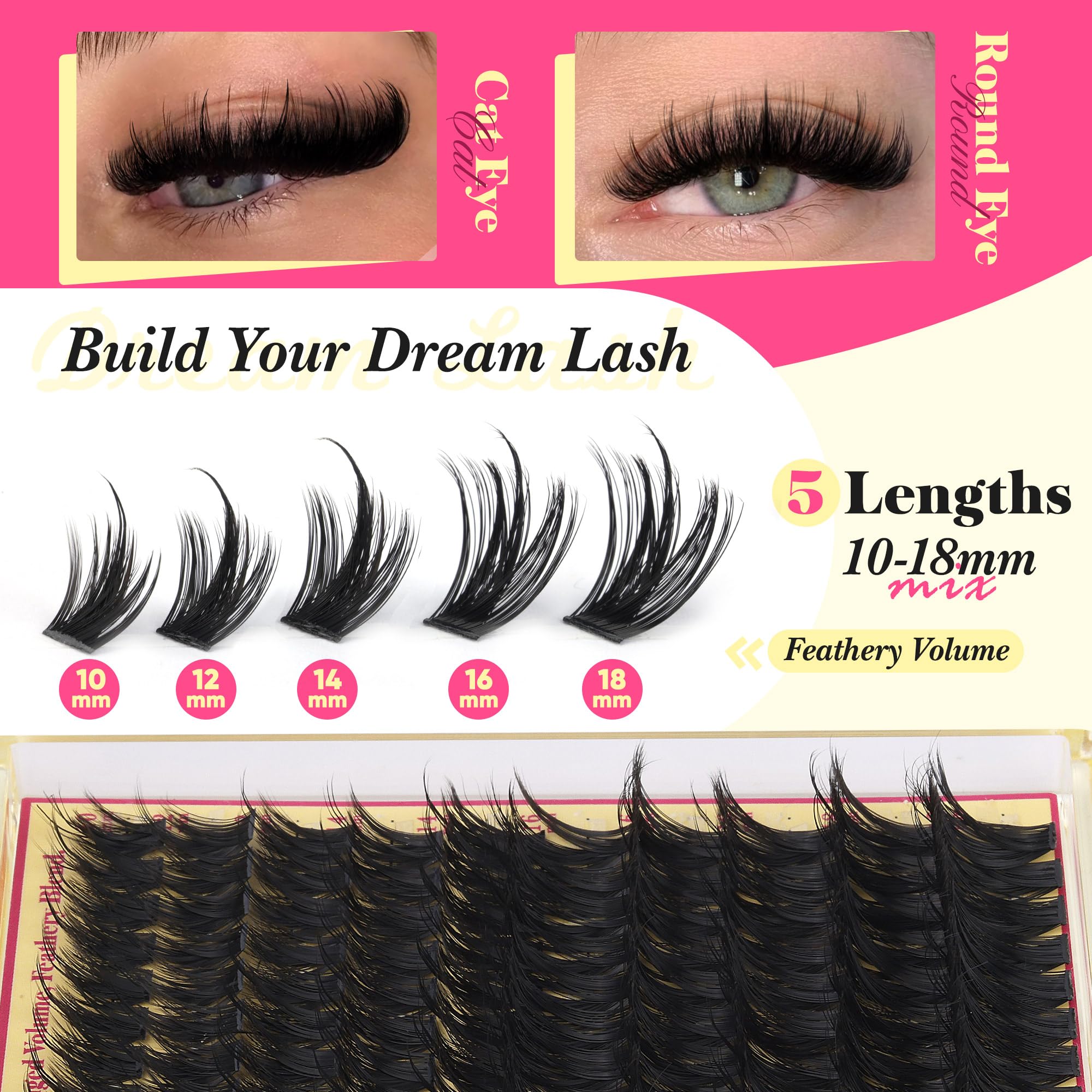 FANXITON D-Curl Textured Lash Clusters 12mm define curl and dimension