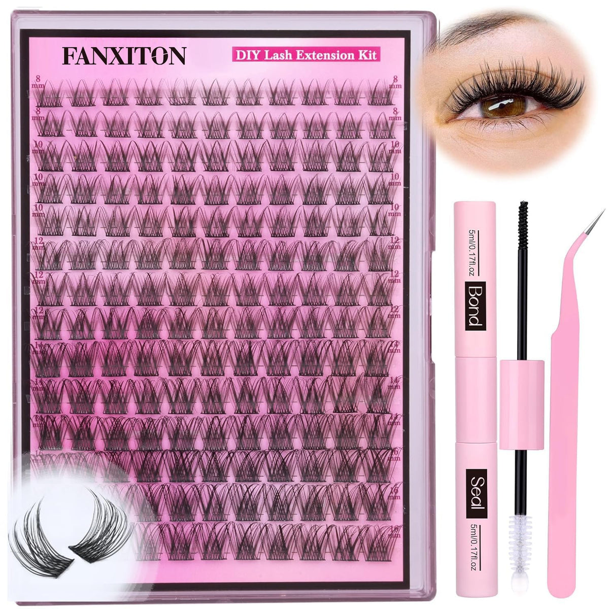 FANXITON DIY lash kit with 154 pieces across five lengths for customization