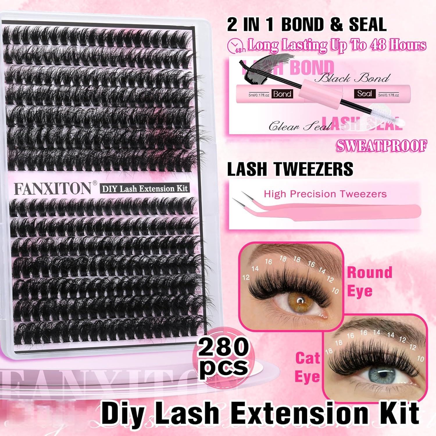 FANXITON lash bond close-up showing secure hold.