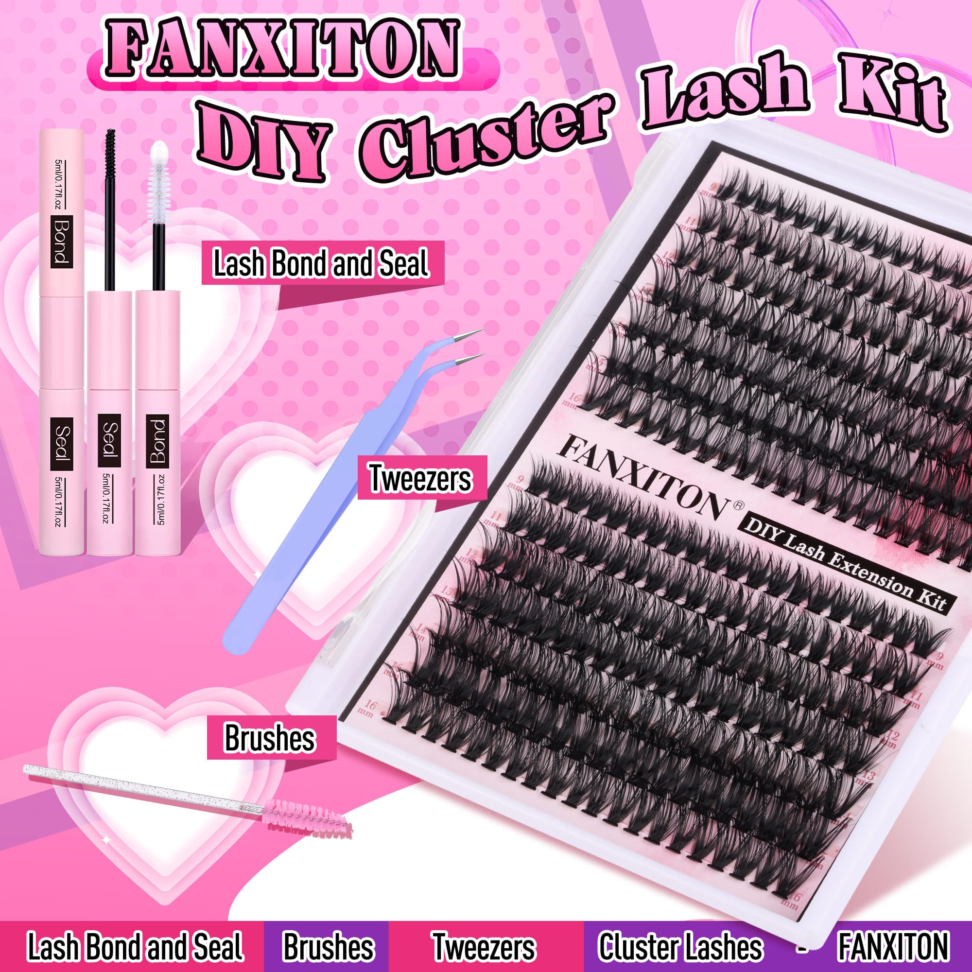 FANXITON lash bond and seal shown to help clusters stay put.
