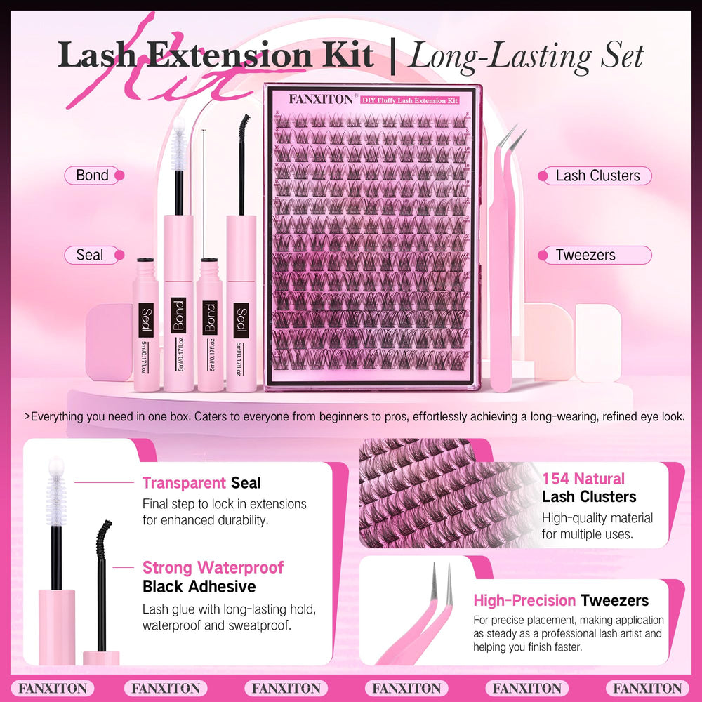 FANXITON lash clusters 8–16mm with D-curvature for natural look