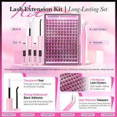 FANXITON lash clusters 8–16mm with D-curvature for natural look