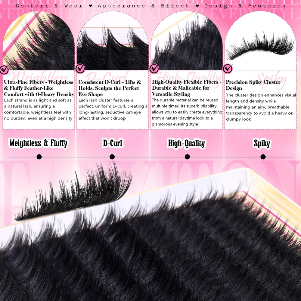 FANXITON cat-eye style clusters lift the lash line and add drama.