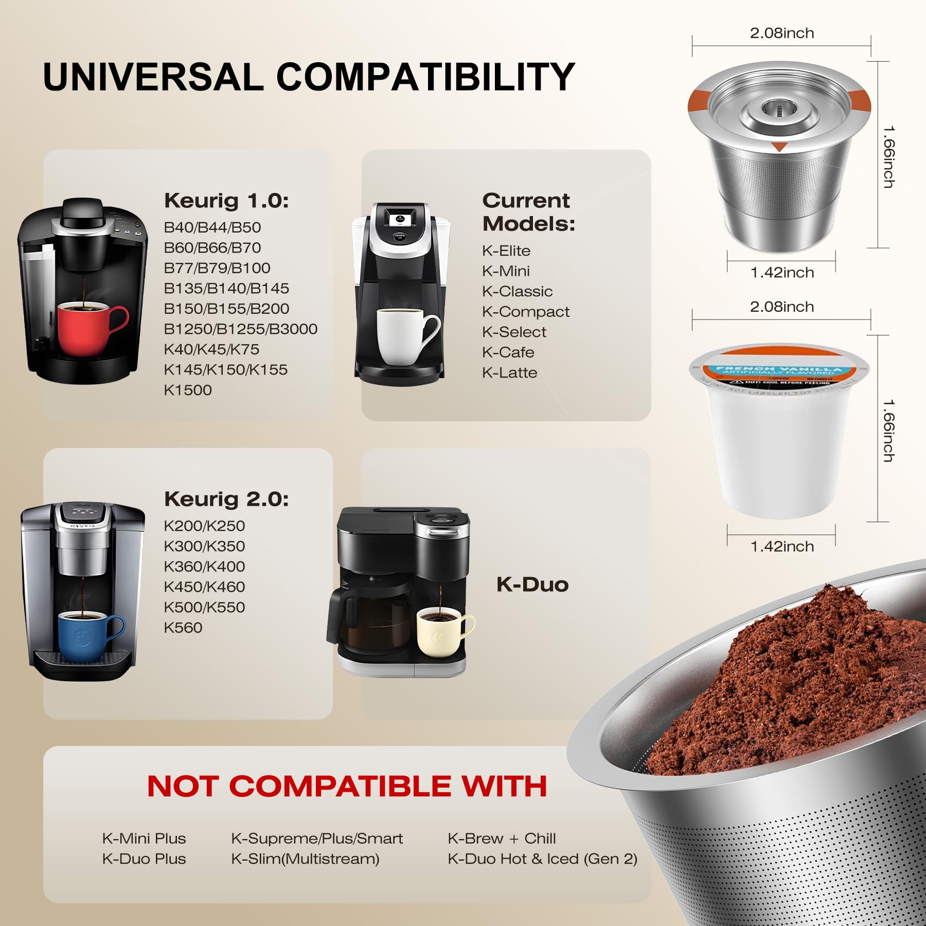 FAQQMCVY rubber seal K-Cup prevents leaks for steadier pours.