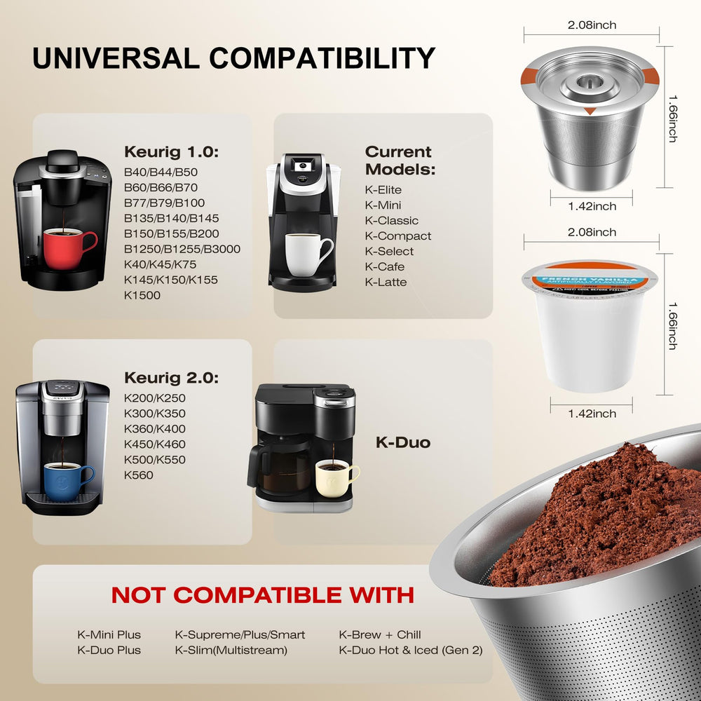 FAQQMCVY rubber seal K-Cup prevents leaks for steadier pours.