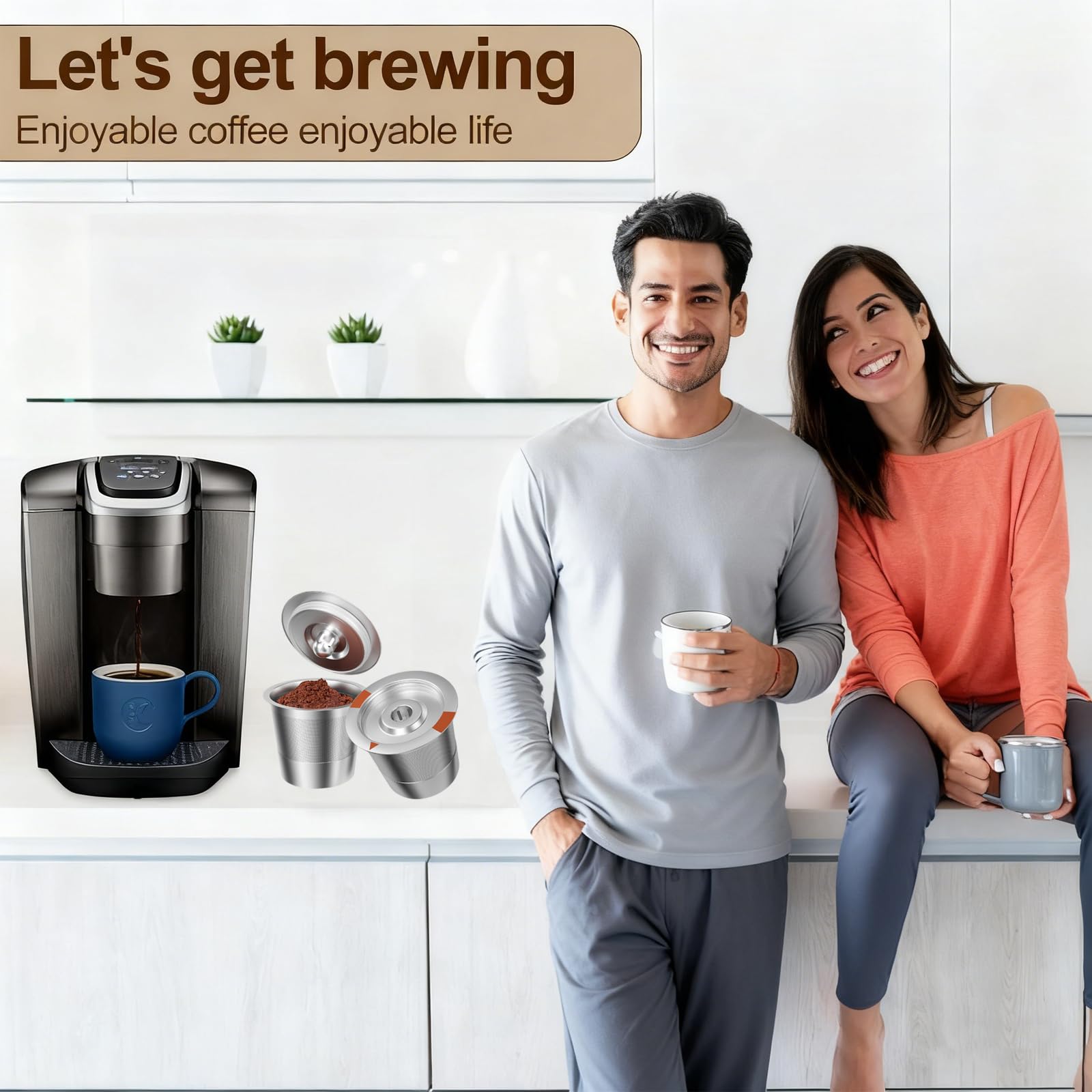 FAQQMCVY stainless steel K-Cup with rugged design for long-lasting coffee filtering.