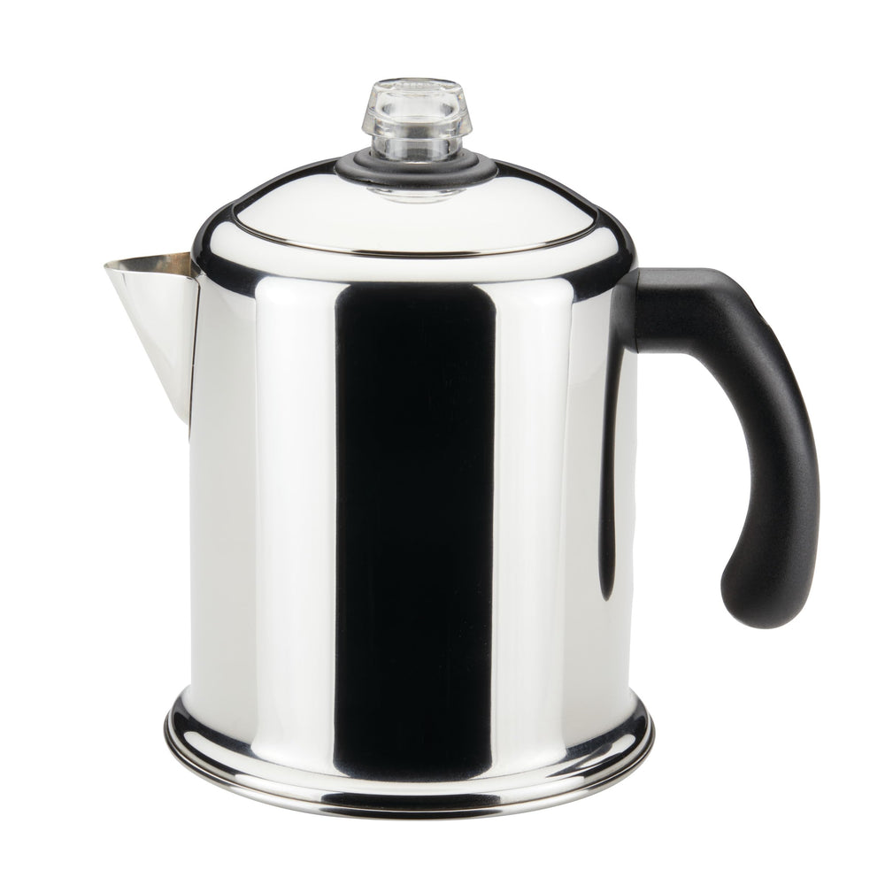 Farberware Classic Yosemite percolator front view for rich stovetop coffee
