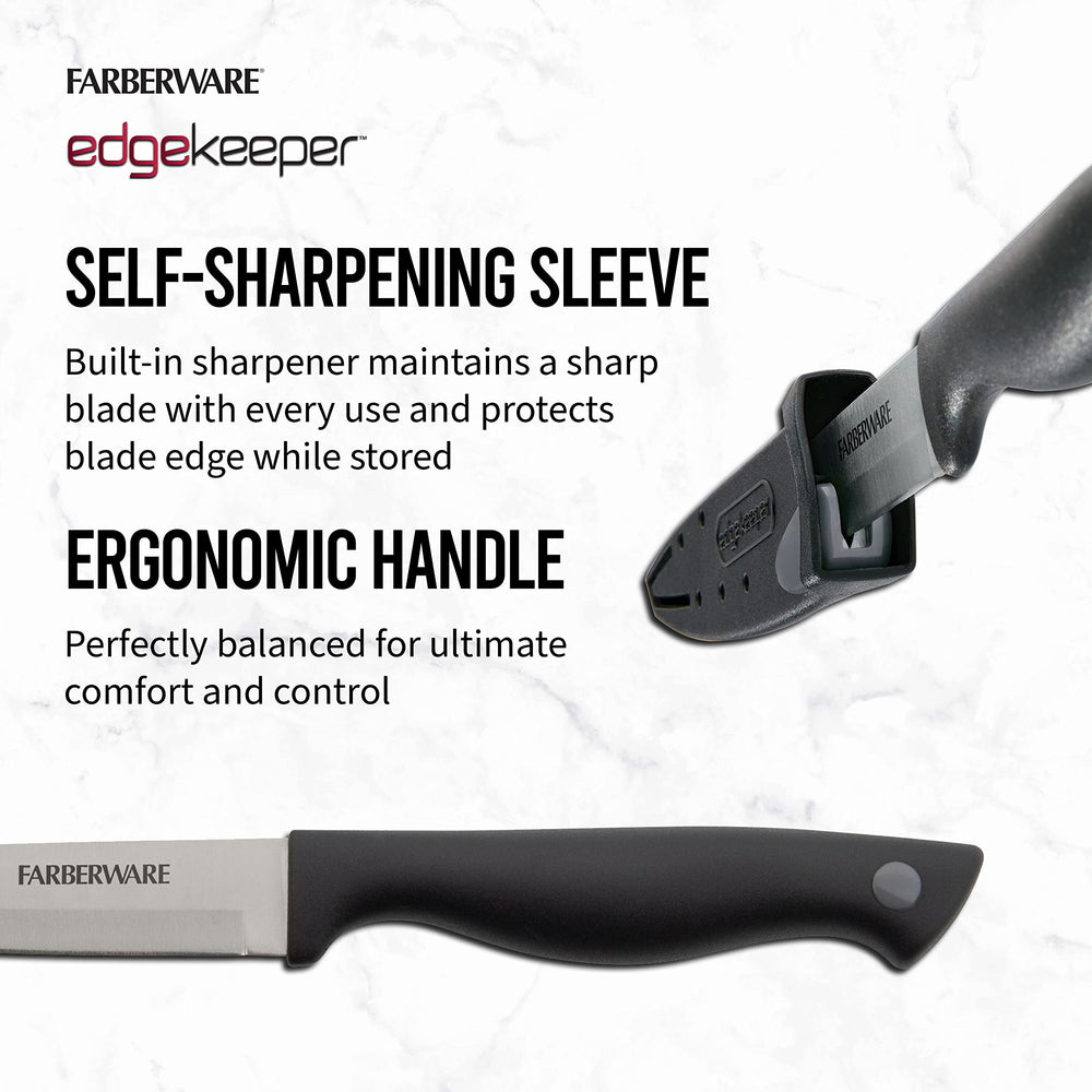 Farberware paring knife used for precise peeling and trimming tasks.