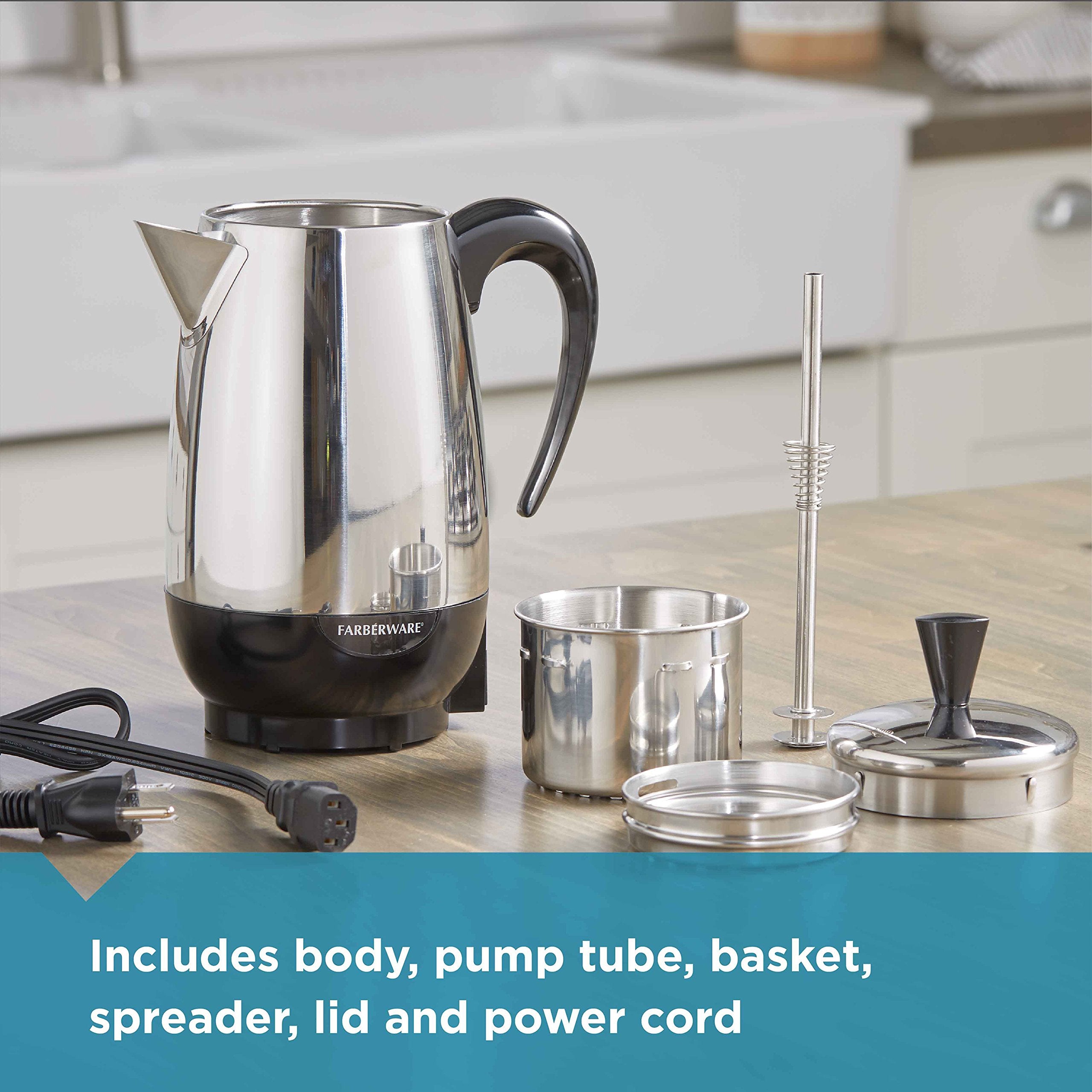 Farberware delivers about a cup per minute for quick coffee.