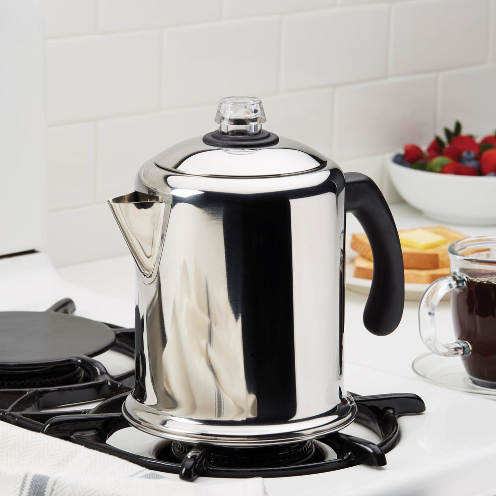 Farberware percolator interior is non-reactive to preserve flavor