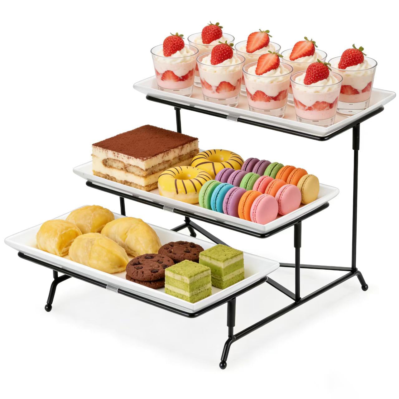Farielyn-X 3-tier serving tray on a stand for elegant party presentation