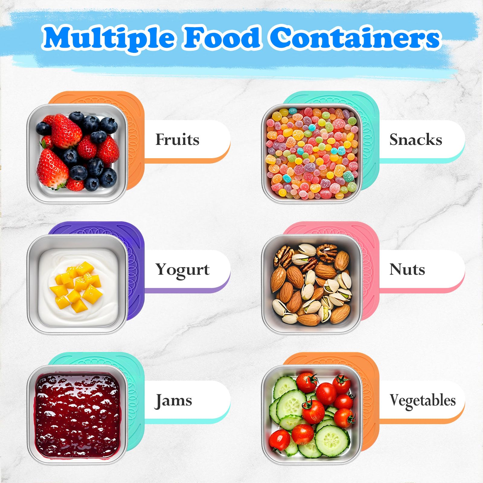 Farielyn-X stackable 6oz containers save space while packing multiple snacks.