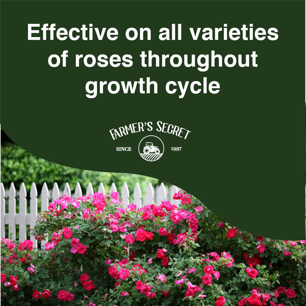 Farmer's Secret Rose Booster dilution into water demonstrates easy weekly mix