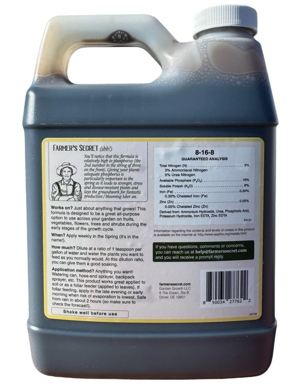 Farmer's Secret Spring Booster dilution ratio example for feeding.