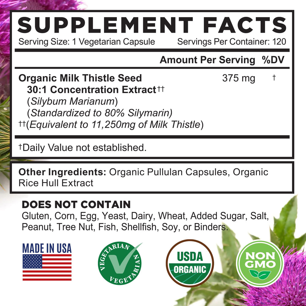 USDA Organic seal on FarmHaven Milk Thistle packaging.