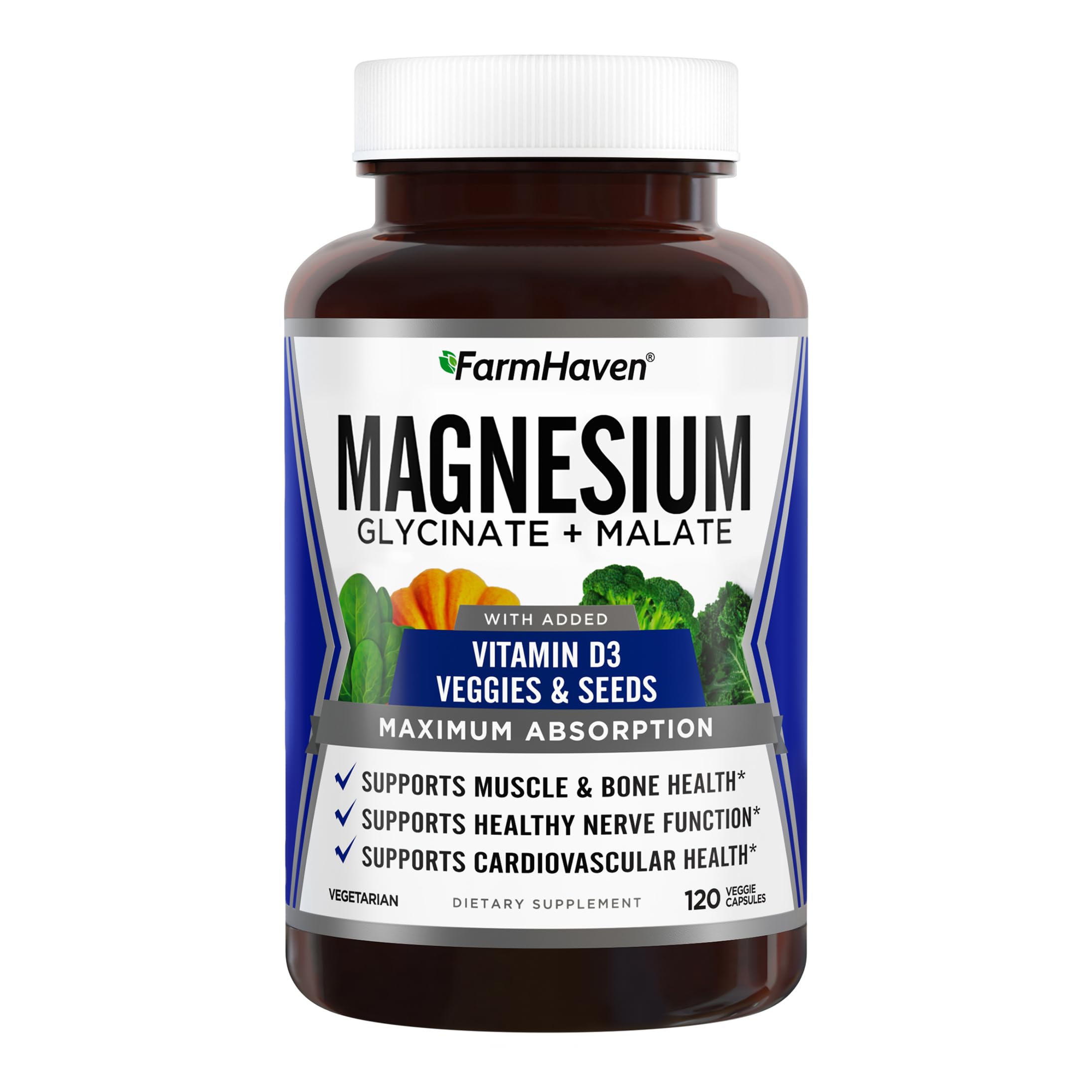 FarmHaven Magnesium Complex bottle front view showing packaging for daily muscle and bone support