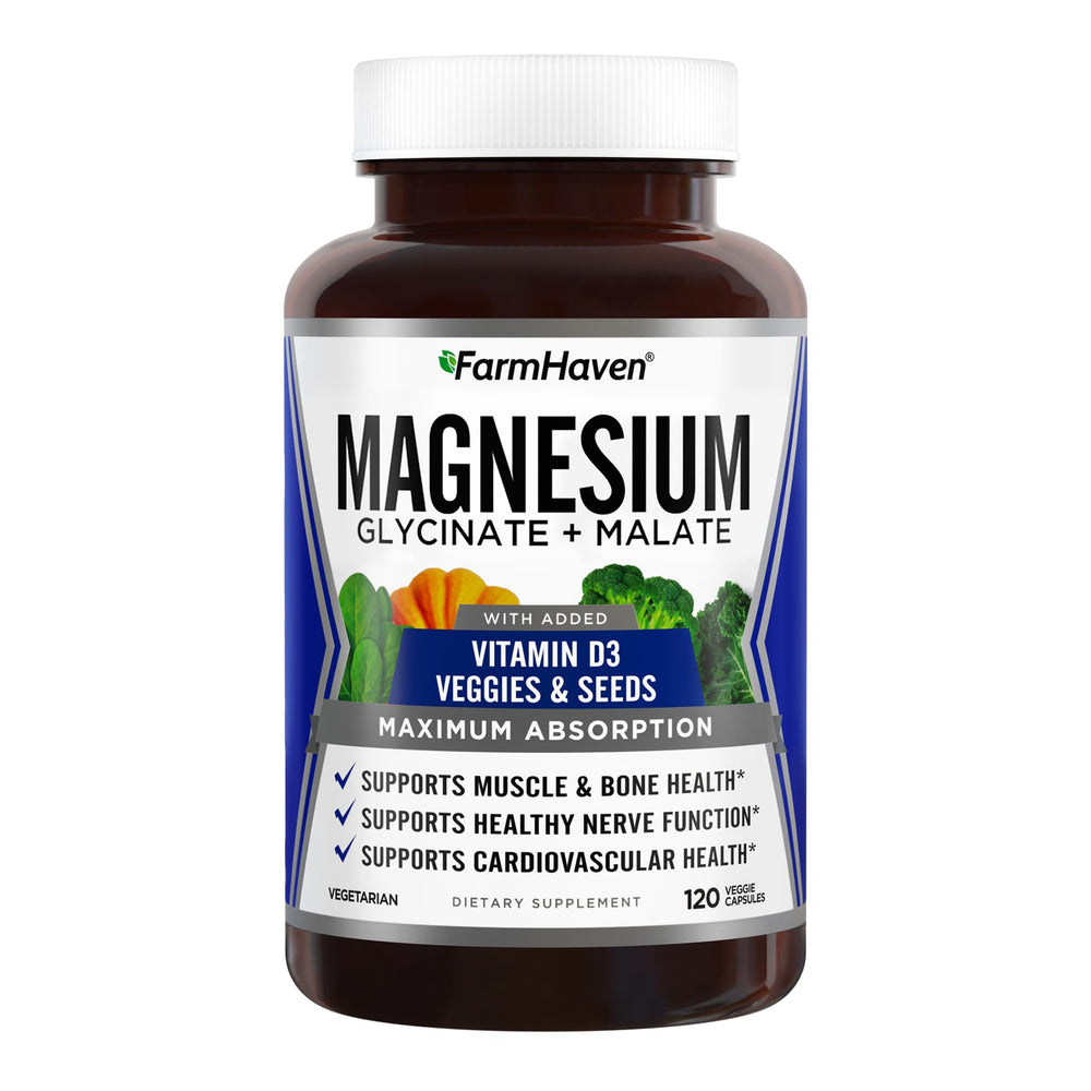 FarmHaven Magnesium Complex bottle front view showing packaging for daily muscle and bone support