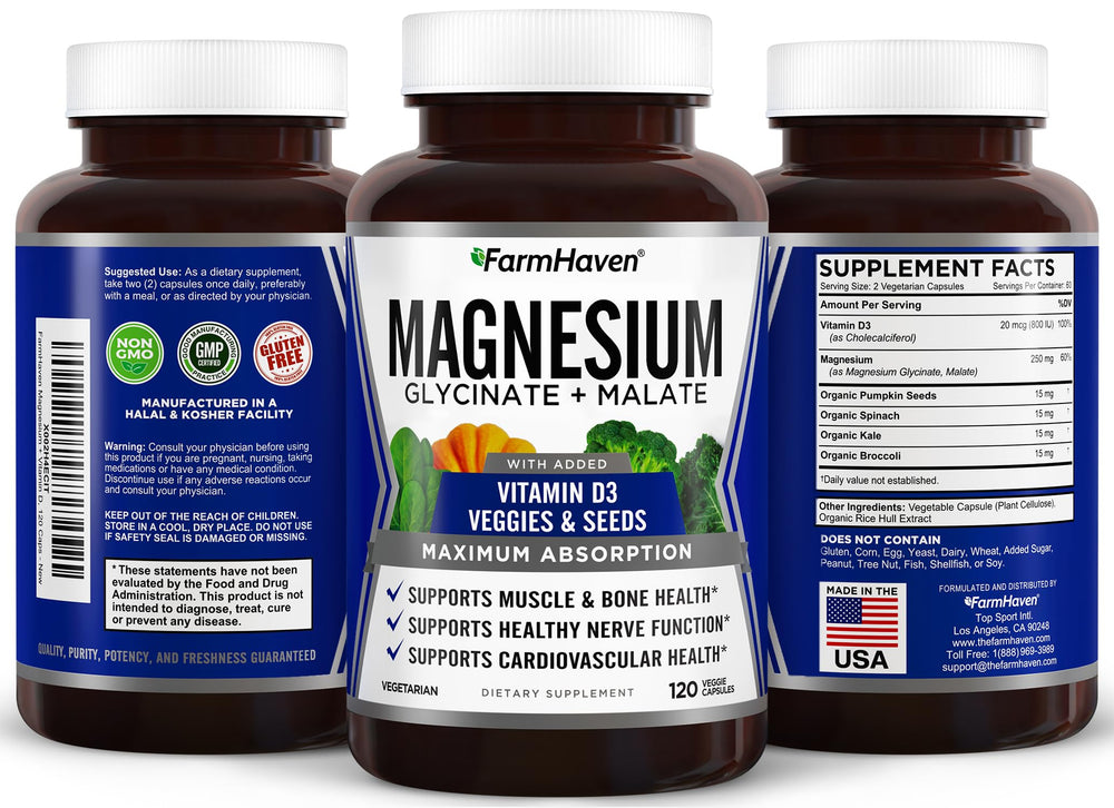 FarmHaven Magnesium Complex bottle top view ready-to-take daily supplement in a veggie capsule