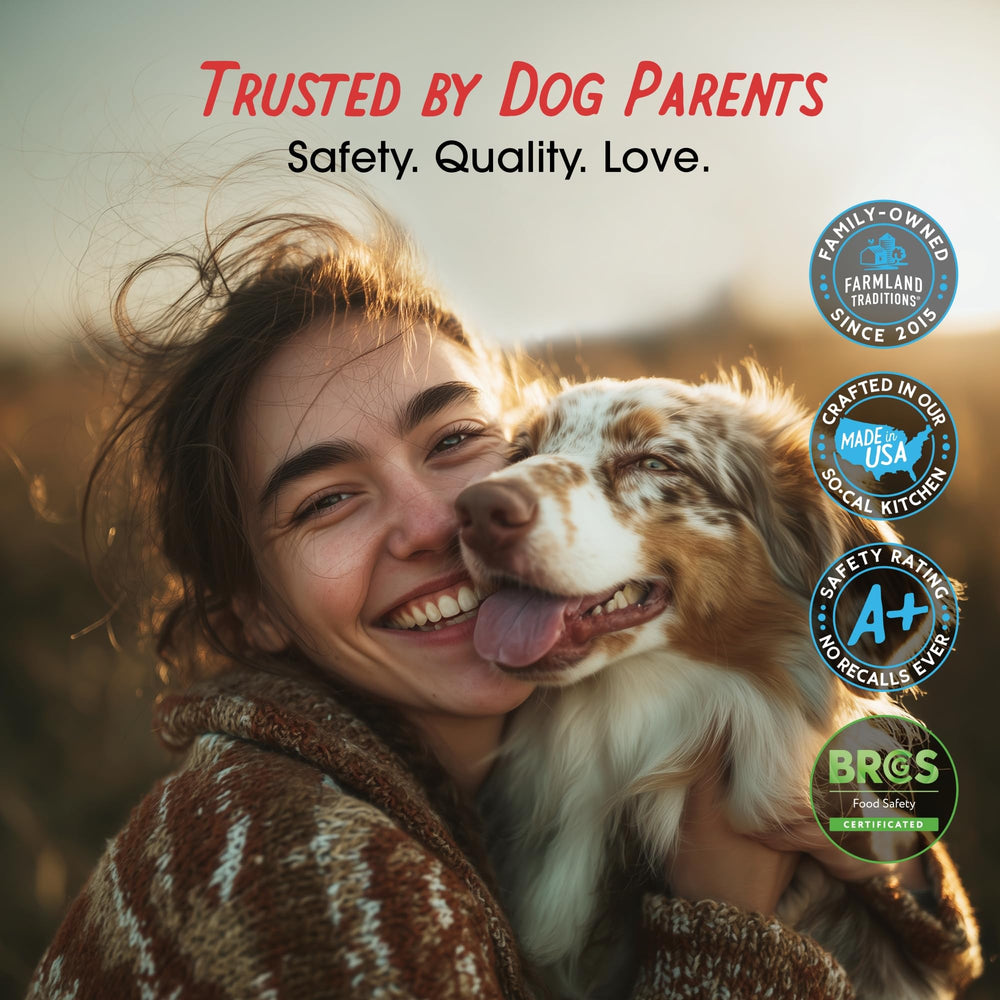 Farmland Traditions all-breeds jerky for training and playtime.
