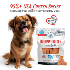 Farmland Traditions Chicken Jerky close-up texture showing soft, chewy strips ideal for all breeds.