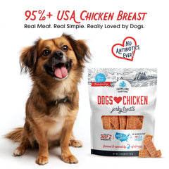Farmland Traditions chicken jerky bag back view, ingredients and USA origin details