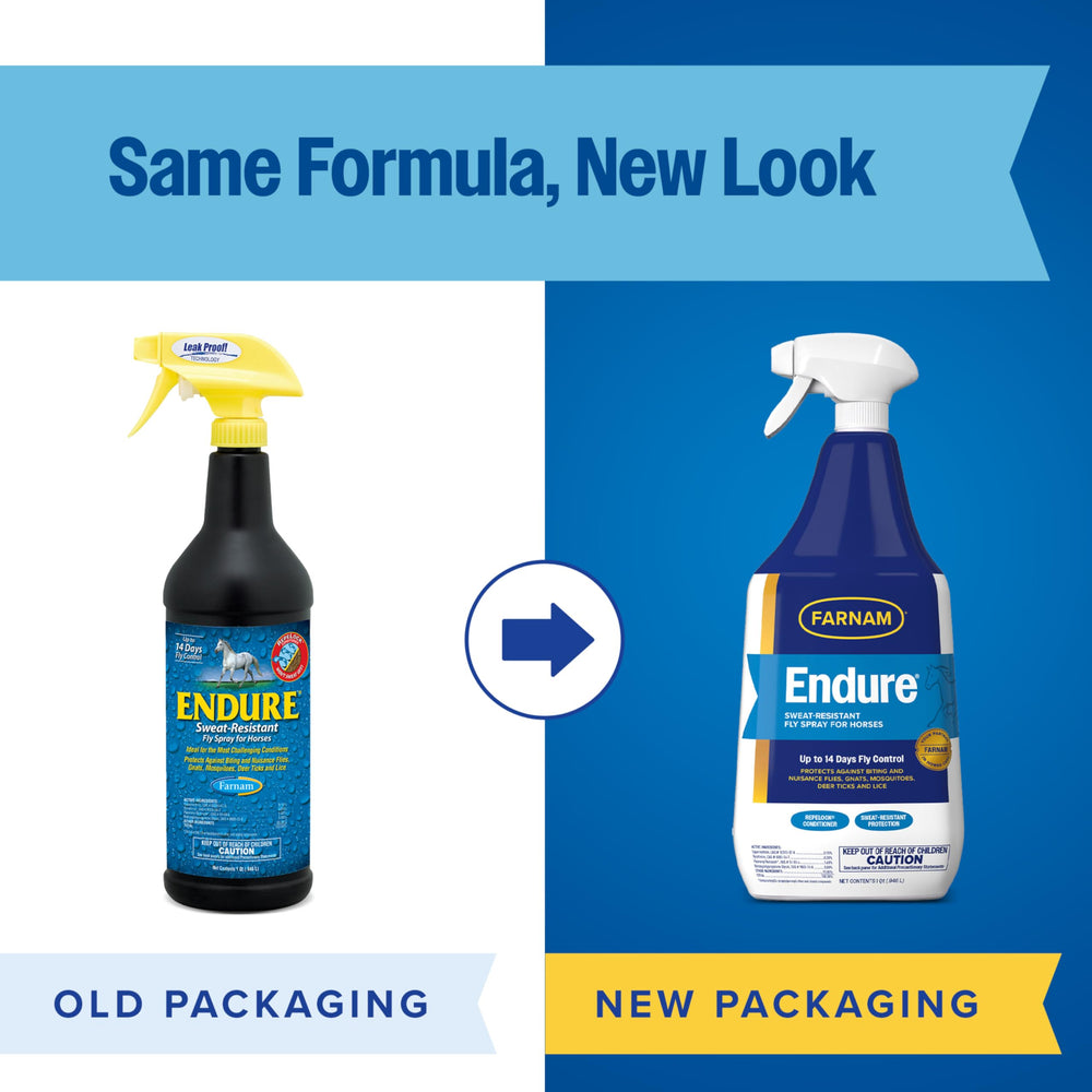 Farnam Endure applied to horse coat demonstrating sweat resistance during ride