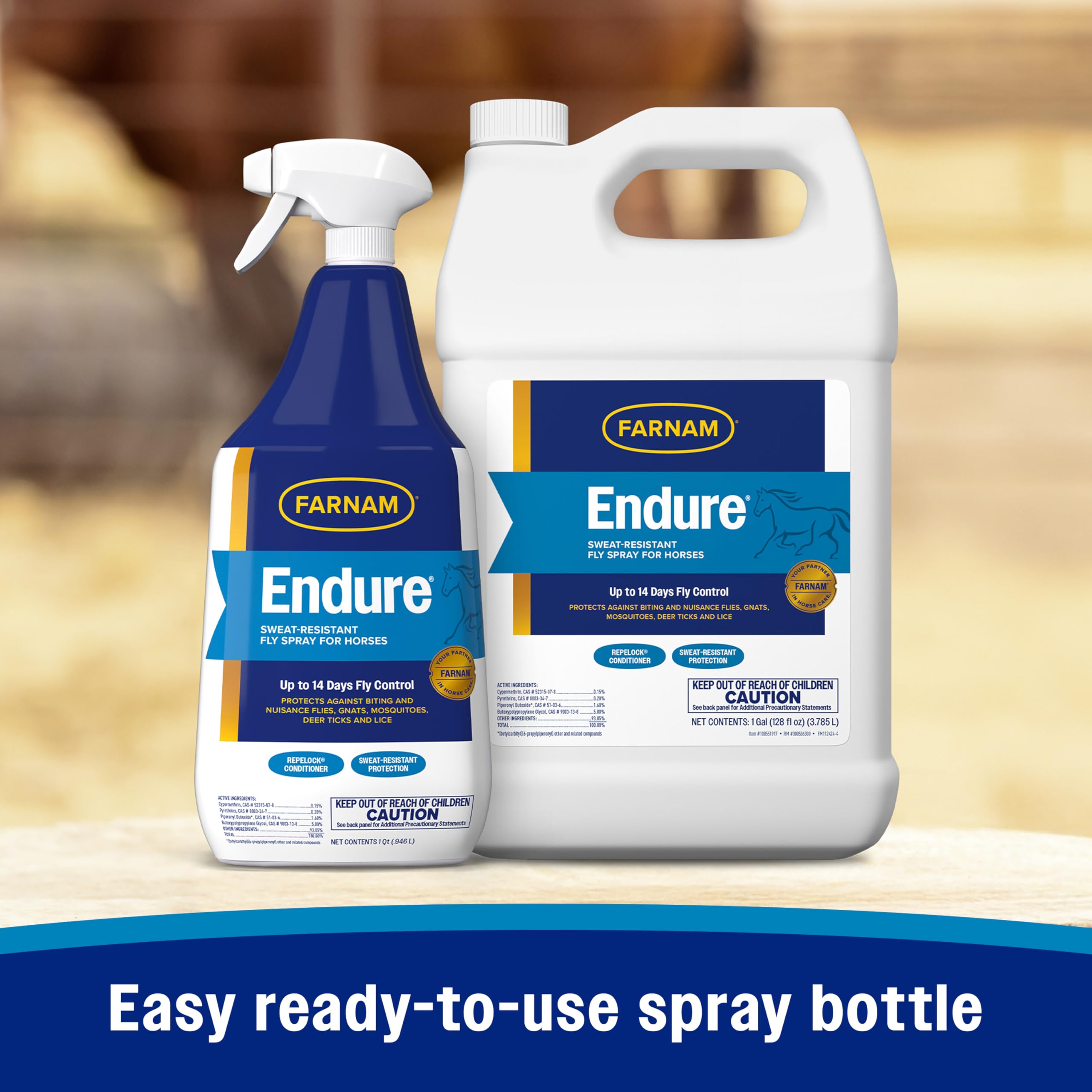 Misting Farnam Endure over a calm horse during handling