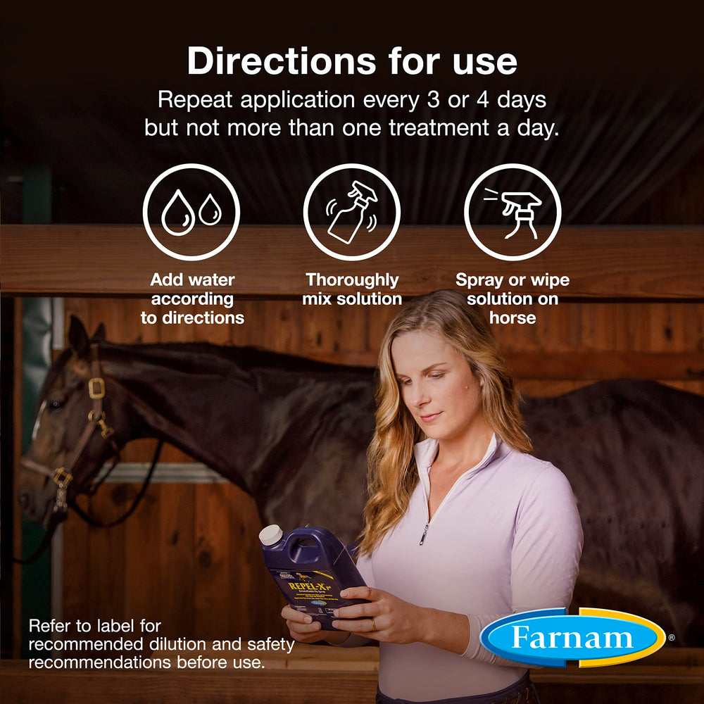 Water is poured to mix Farnam Repel-Xpe concentrate