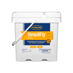 Farnam SimpliFly pellets in bag ready to mix with feed for manure-based fly control.