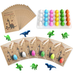 FASBET dinosaur party favors with hatchable eggs and cards for kids' birthday celebrations.