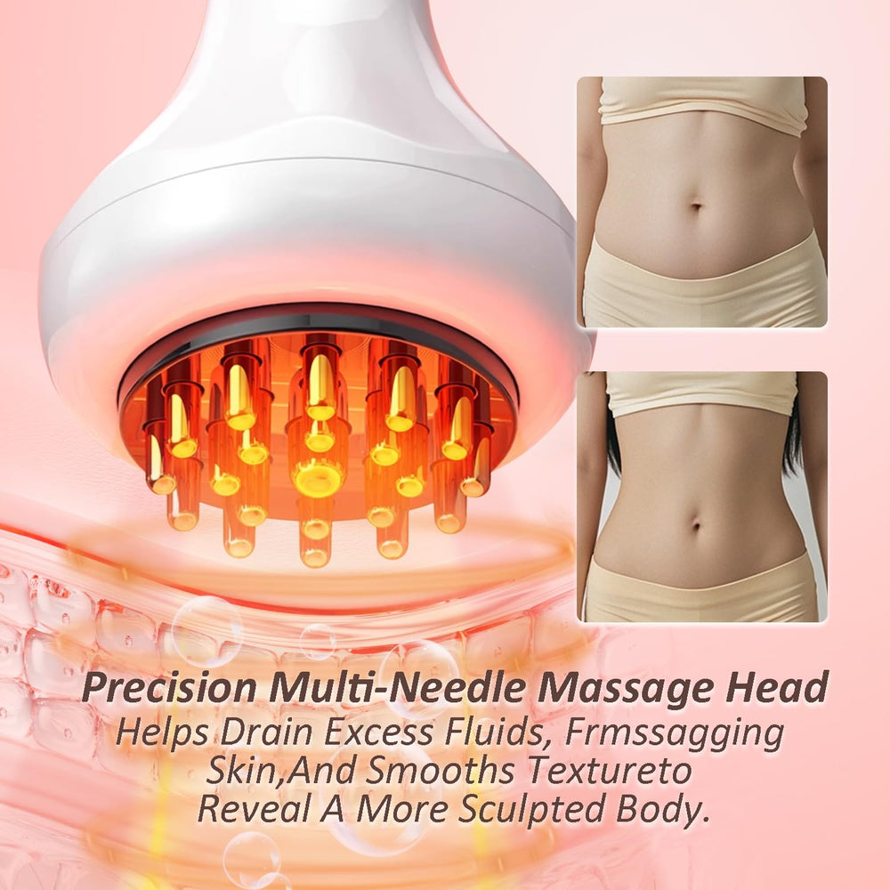 FASCITONE Lymphatic Drainage Massager heat mode on leg use for cellulite reduction.