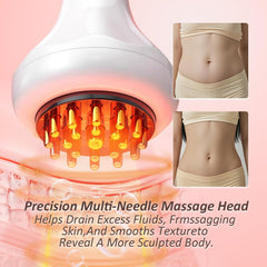 FASCITONE Lymphatic Drainage Massager heat mode on leg use for cellulite reduction.