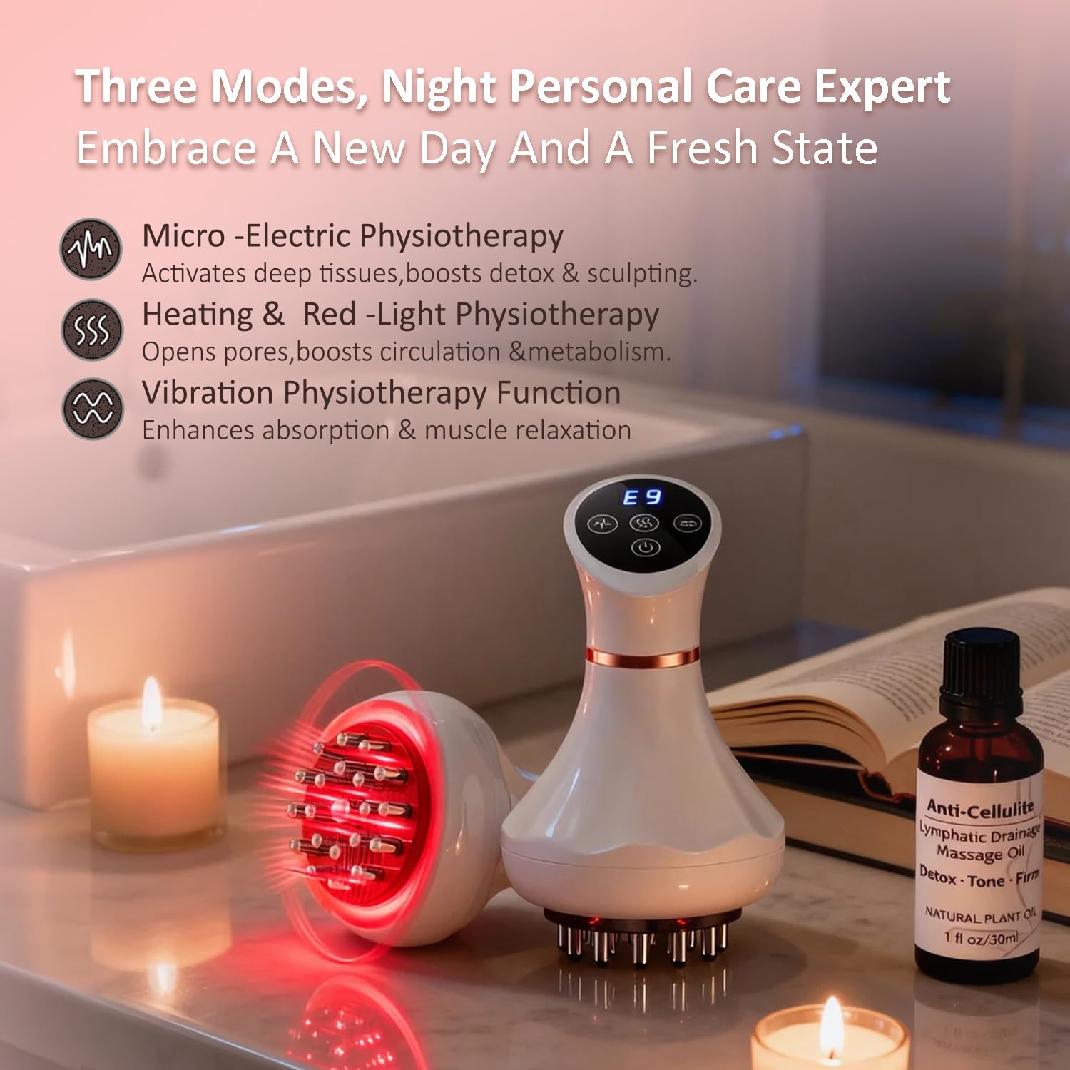FASCITONE Lymphatic Drainage Massager portable and rechargeable for on-the-go use.