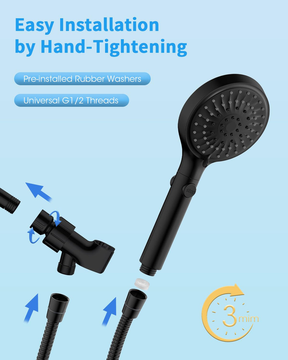 FASDUNT anti-clog silicone nozzles help maintain flow.
