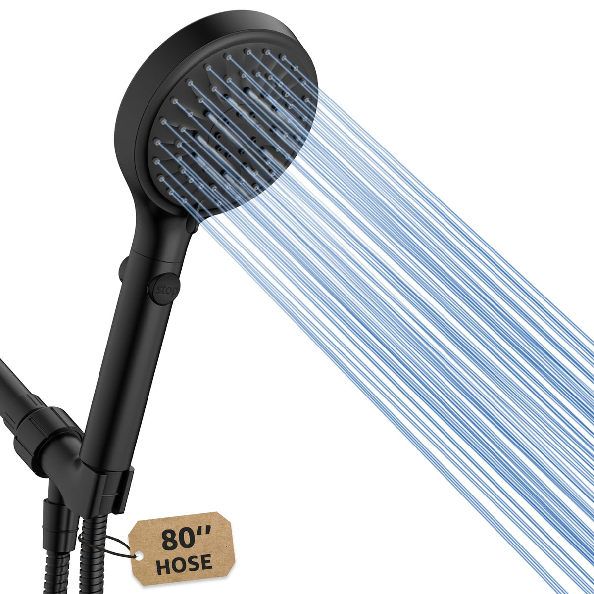 FASDUNT handheld shower head with 5 spray modes for a tailored cleanse.