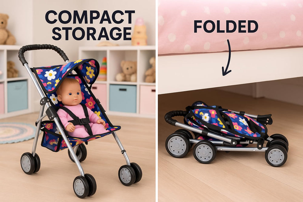 Fash N Kolor doll stroller storage basket keeps small accessories organized