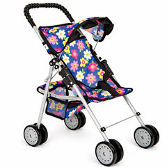 Fash N Kolor foldable doll stroller shows compact, portable design for easy storage