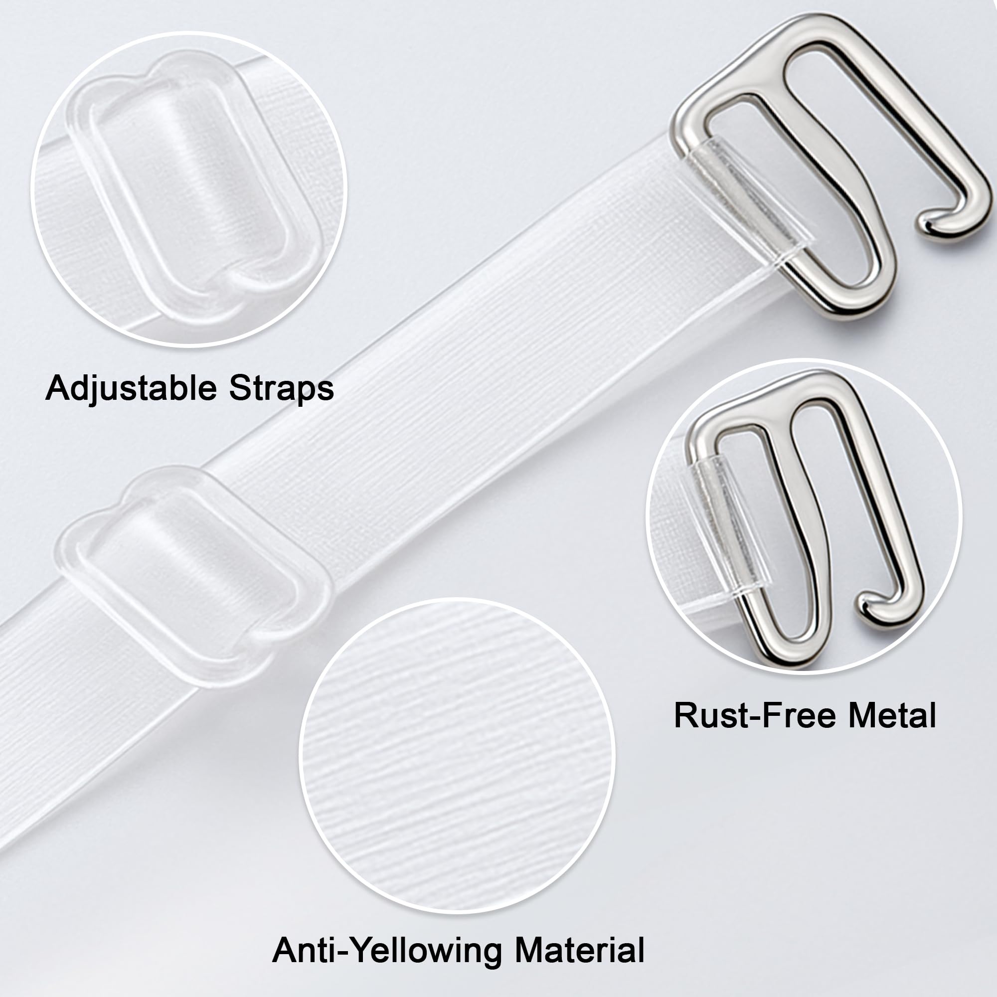Fashion First Aid strapless-compatible clear straps for versatile wardrobe options.