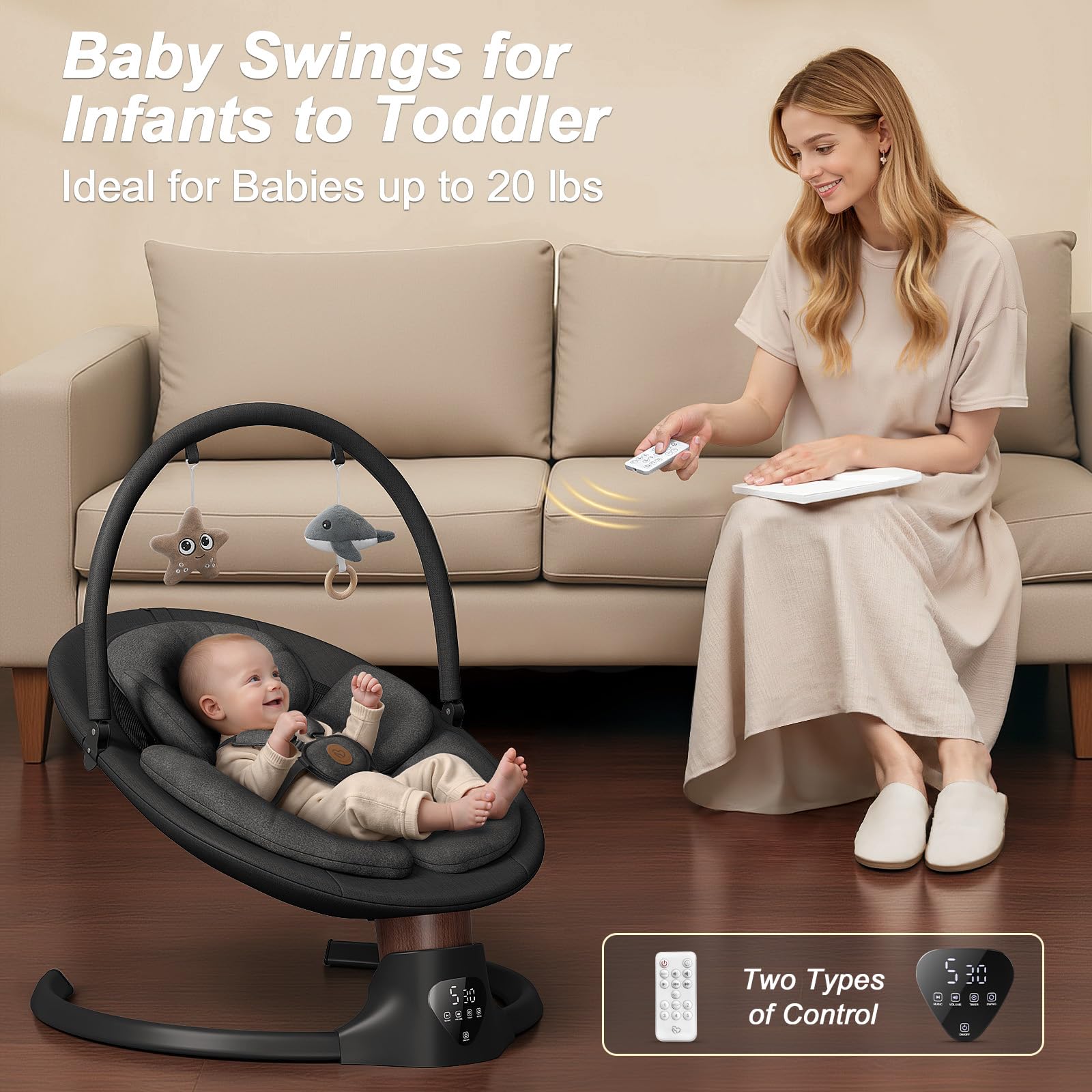 FasonBaby swing with 5 speeds to match baby's mood