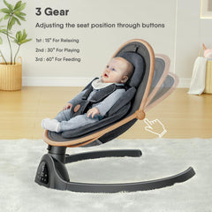 FasonBaby swing showing three seat positions for feeding and play