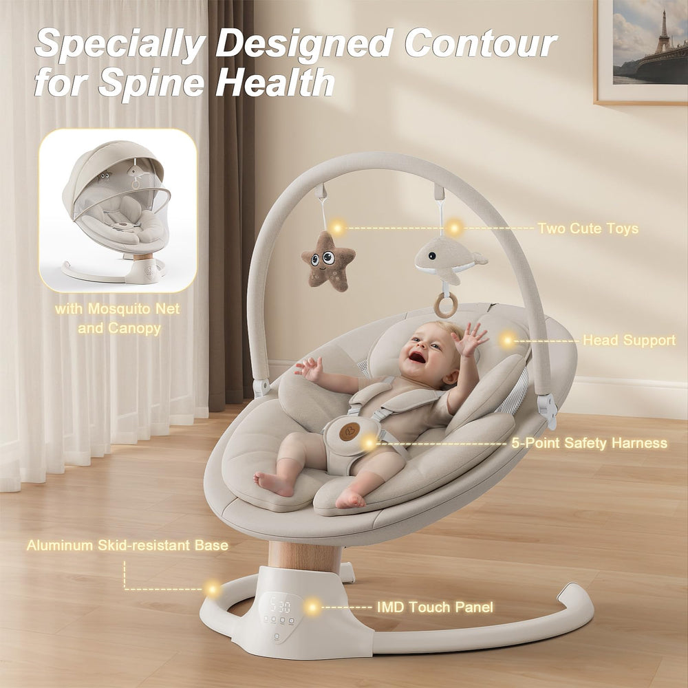 FasonBaby swing offering ten melodies for gentle baby relaxation