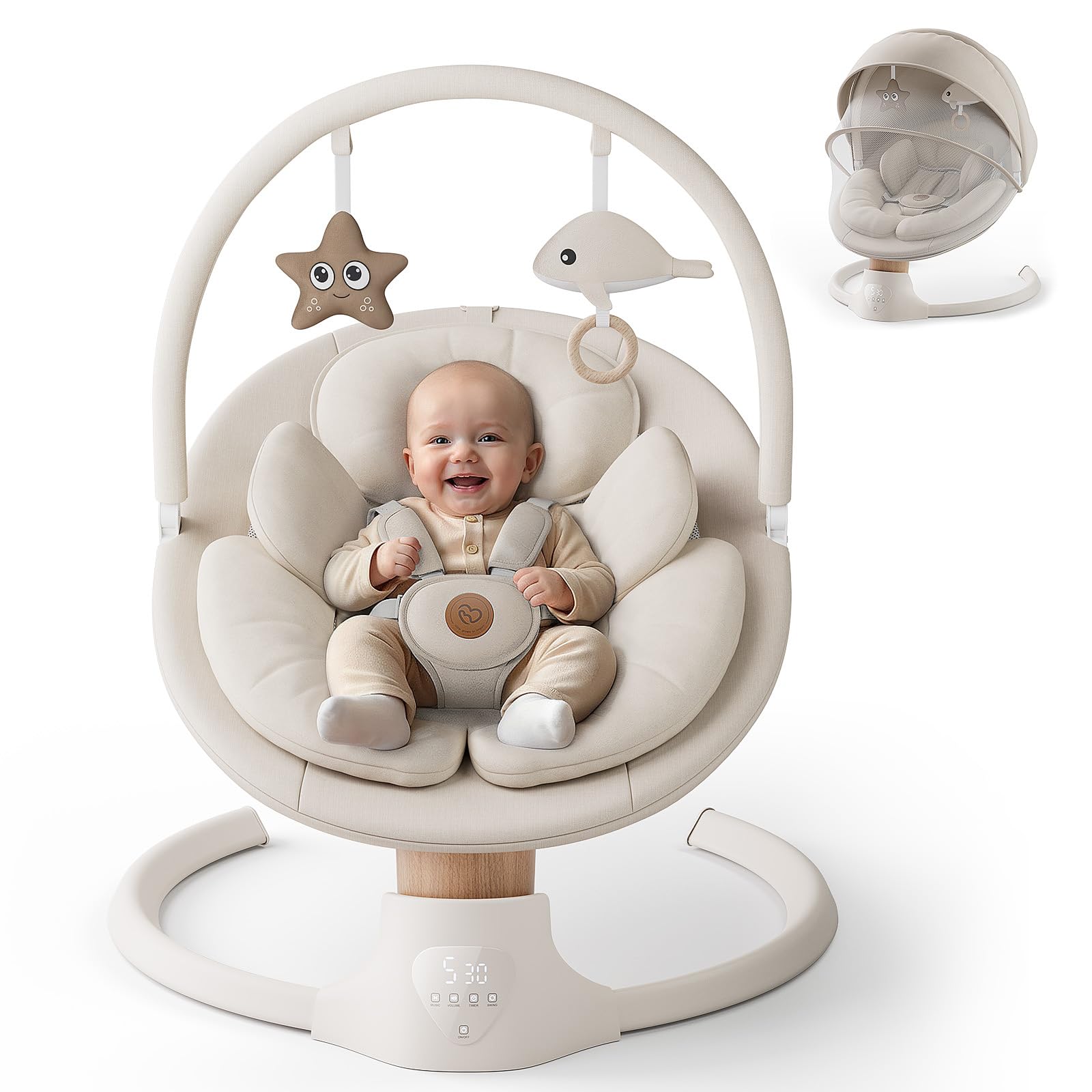 FasonBaby included plush toys to entertain during swings
