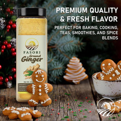 Close-up of Fasori Ground Ginger Powder dust with fine aroma and texture.