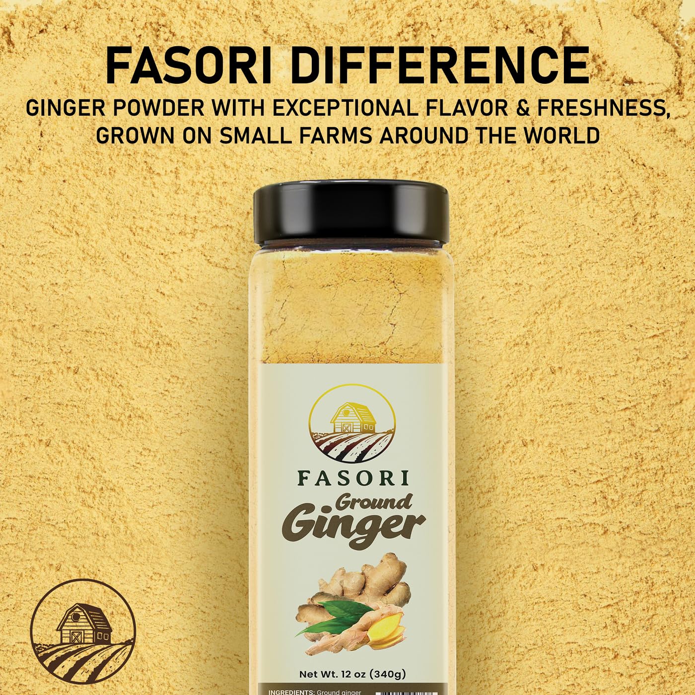 Fasori Ground Ginger Powder pour bottle ready for soups and curries.