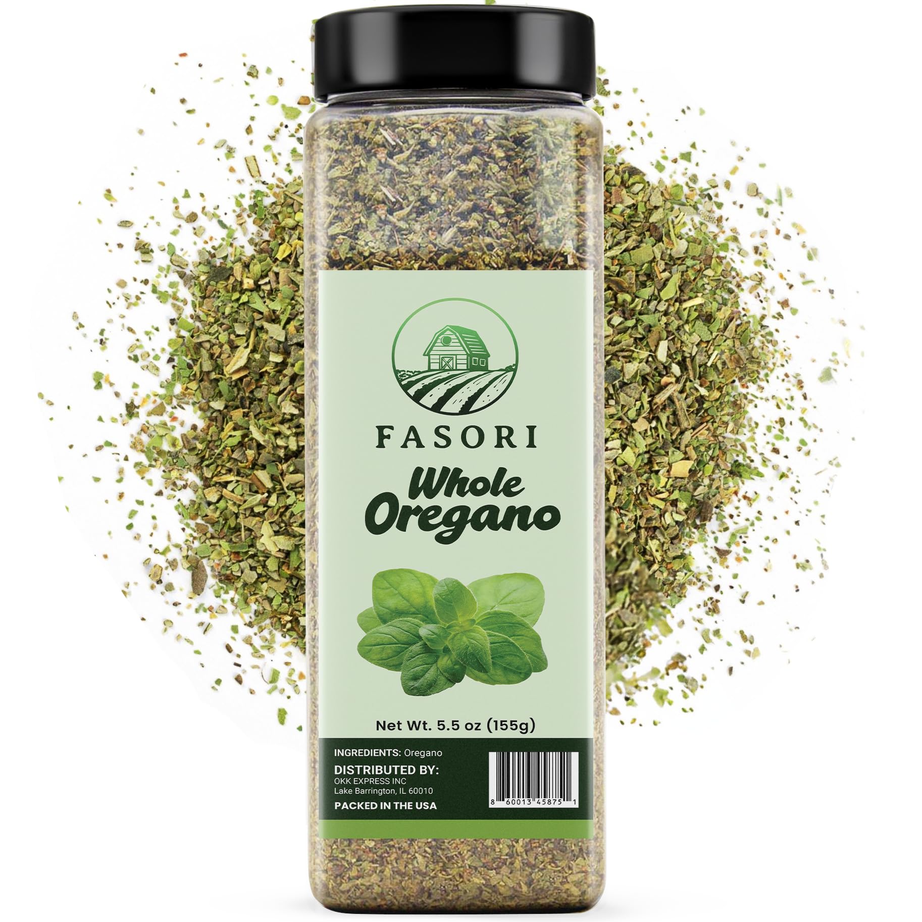 Fasori Oregano packaging from USA emphasizing freshness and no MSG
