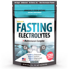 FAST LYTE unflavored powder in a scoop for hydration during fasting