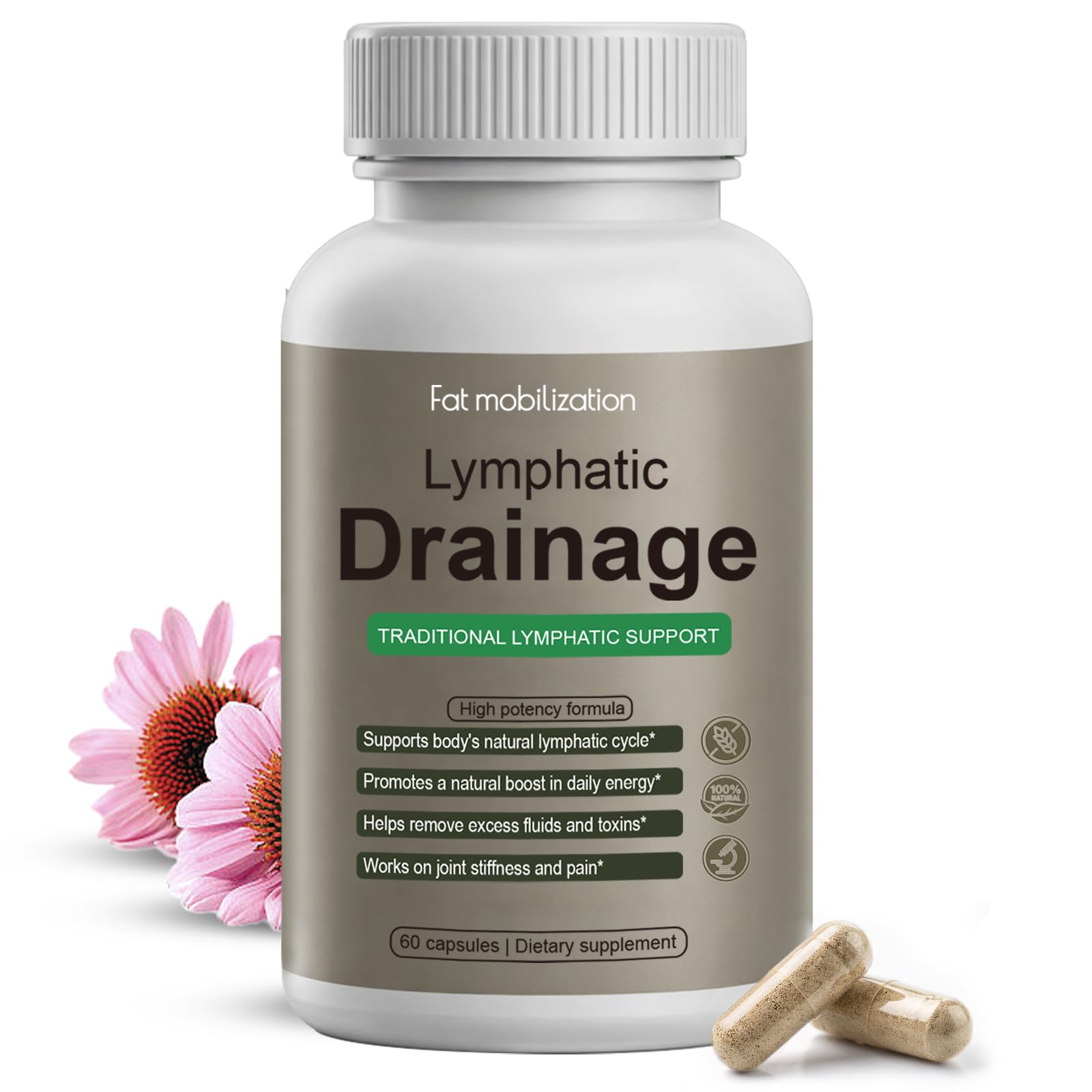 Fat Mobilization capsules bottle close-up for detox support and lightness.