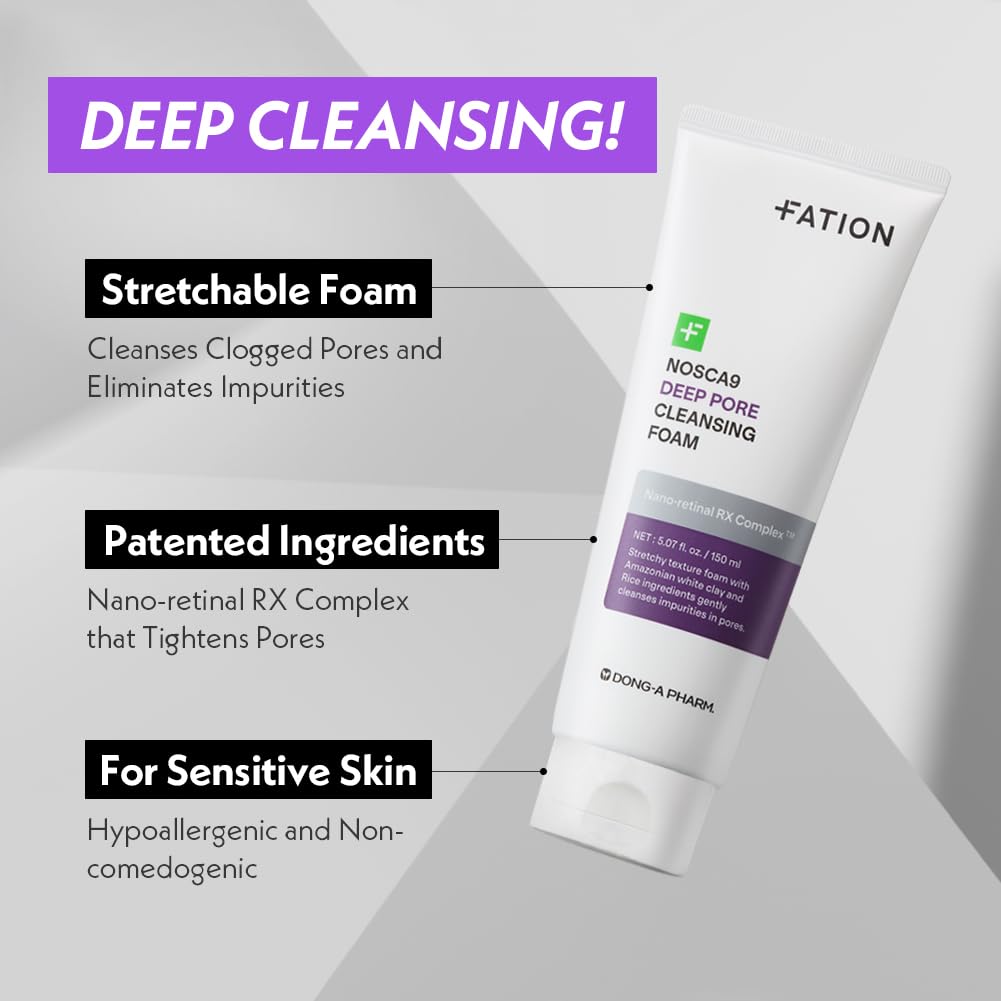 Fation Nosca9 foam texture in hands for gentle cleansing.