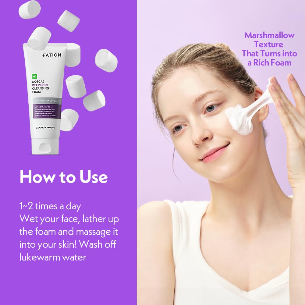 Stretchable foam expands to deeply cleanse pores.
