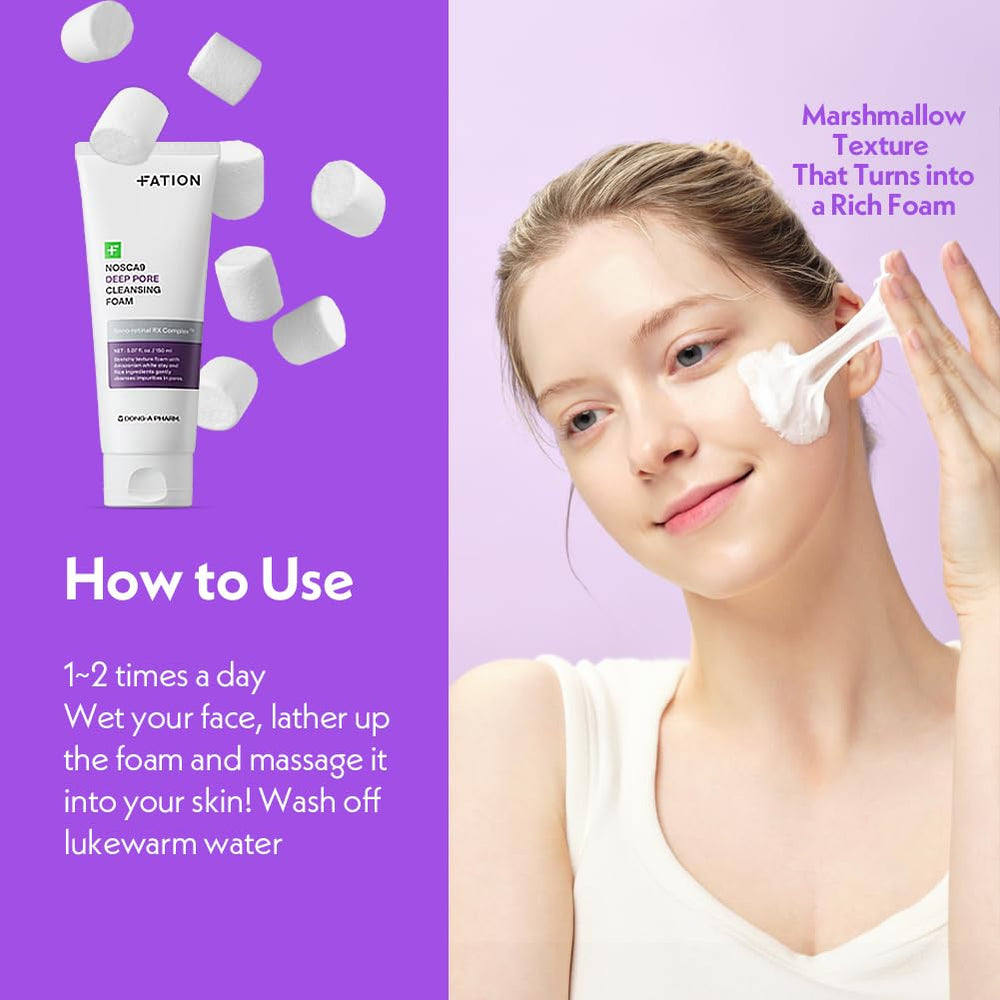 Stretchable foam expands to deeply cleanse pores.